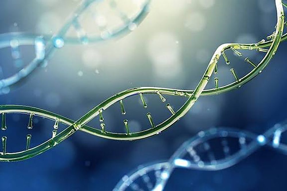 Green-tinted DNA double helix